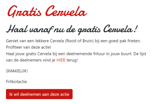 Gratis Cervela bij je bestelling bij fritkotactie