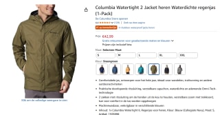 Columbia Waterdichte regenjas voor €42,99 met Amazon prime