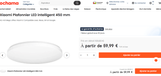 Plafonnier LED intelligent Xiaomi - 450 mm à 59,99€