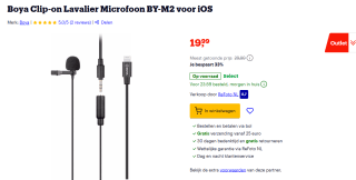 Boya Clip-on Lavalier Microfoon BY-M2 voor €19,29 bij Bol
