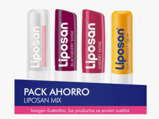 Bálsamo labial LIPOSAN Pack ahorro Contiene Cereza, Mora, Solar y Hialurónico por 8,26€