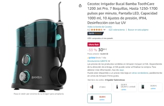 Cecotec Irrigador Bucal Bamba ToothCare 1200 Jet Pro por 30,90€