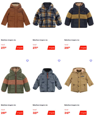 2+1 gratis op kinder winterjassen van het merk Babyface