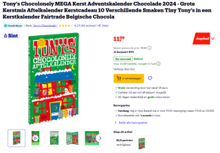 Tony's Chocolonely mega Kerst Adventskalender Chocolade 2024 voor €11,99 bij Bol.