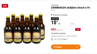[BELGIE] 8x 33 cl Grimbergen blond of dubbel met 50% korting