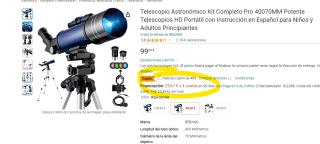 Telescopio Astronómico Kit Completo Pro 40070MM por 59,99€