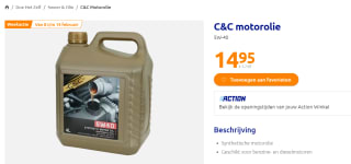 C&C motorolie 5W-40 4 Liter voor €14,95 bij de Action