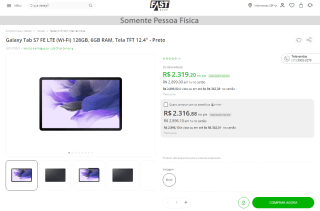 Tablet da Samsung, modelo Galaxy Tab S7 de 128GB - R$ 2.319,20