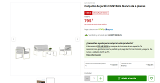 Conjunto de jardín MUSTANG blanco de 4 plazas por 795€