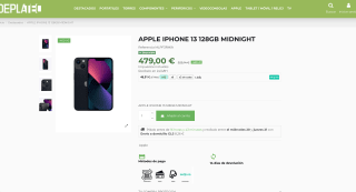 iPhone 13 128GB Apple Medianoche a tan solo 479€