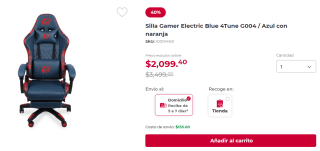 Silla Gamer Electric Blue 4Tune G004 a $2,099 en Office Depot