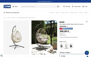 Silla Colgante Jysk BORK Natural por 200€