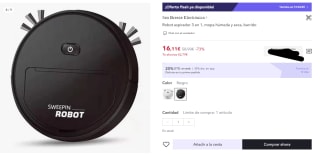 Robot aspirador 3 en 1, mopa húmeda y seca, barrido por solo 11,27€