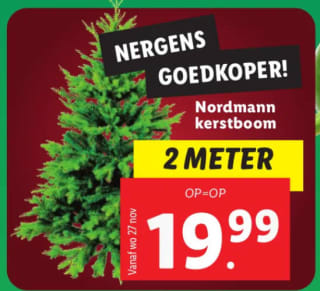 Nordmann kerstboom voor €19,99 bij de Lidl