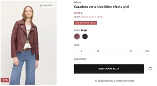 Cazadora corta tipo biker efecto piel para Mujer Milano por 23.99€