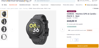 Montre GPS & Cardio Coros pace 3 à 249€