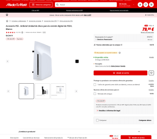 Accesorio PS5 Ardistel Unidad de disco para la versión digital PS5 Blanco por solo 68€