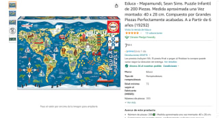 Puzle de 200 piezas Mapamundi marca Educa por 5,99€