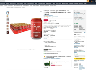 Caja 24 latas de 330ml La Sagra Cerveza Lager estilo Pilsner por solo 12,44€