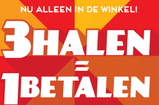 3 halen = 1 betalen op alle sale artikelen