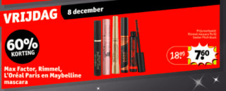 60% korting op heel veel mascara's bij Kruidvat