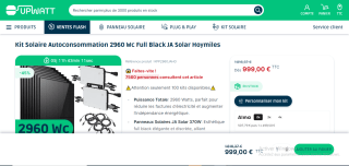 Kit Solaire Autoconsommation 2960 Wc Full Black JA Solar Hoymiles à 999€