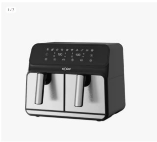 Solac - Freidora de Aire Doble, Capacidad 8 Litros, Tamaño Familiar, 1700W, Cesto Doble, Cocina Sana, Léviter Double por 90€ (Cuenta Nueva 80€)