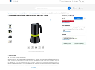 Cafetera de acero inoxidable 6 tazas SAN IGNACIO por solo 16€ Apta para inducción