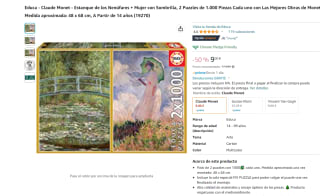 puzles de 1000 piezas  Estanque de los Nenúfares + Mujer con Sombrilla de la marca Educa por 9€