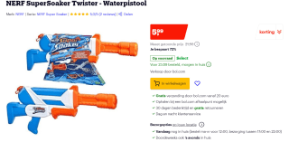 Nerf Super Soaker Twister Water Blaster voor €5,99 bij Bol.com