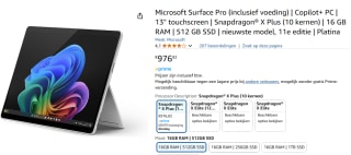 Microsoft Surface Pro 11e Editie - Copilot+ Laptop - 13 inch Touchscreen voor €976,82 via Amazon.