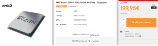 Procesador AMD Ryzen 9 3900 4.3GHz Socket AM4 Tray por 199.95€