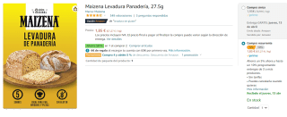 2 Maizena Levadura Panadería, 27.5g por 2.77€