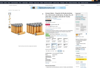Amazon Basics Paquete 48 pilas alcalinas AA y AAA de alto rendimiento 24 pilas AA y 24 pilas AAA 1,5 voltios vida útil de 10 años por solo 12,81€