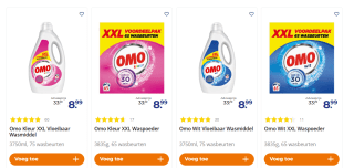 Omo wasmiddel xxl voor €8,99 bij Trekpleister