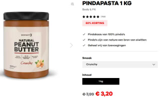 Crunchy pindakaas 1kg voor €3,20 bij Body & Fit
