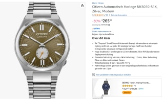 Citizen Tsuyosa NK5010-51X Horloge - Staal - Zilverkleurig - Ø 40 mm voor €265,30 bij Amazon