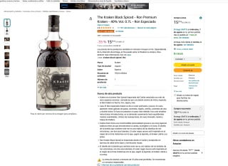 Ron The Kraken Black Spiced Premium Kraken 40% Vol. 0.7L por 15,35€