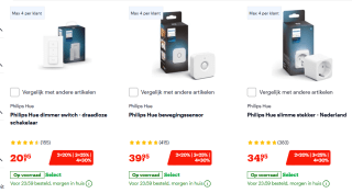Tot 30% stapelkorting op geselecteerde Philips Hue artikelen bij Bol