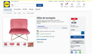 Sillón de terciopelo por 74,99