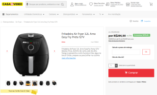 Fritadeira Elétrica da Arno Air Fry de 3.2L - R$ 284,90
