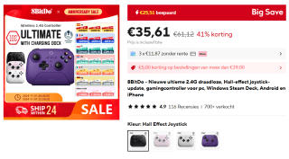 8BitDo Ultimate 2.4G Controller mrt Charging Dock voor €35,61 bij Aliexpress