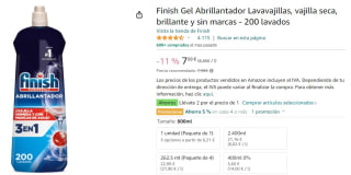 2udx200 lavados Finish Gel Abrillantador Lavavajillas por 7,08€