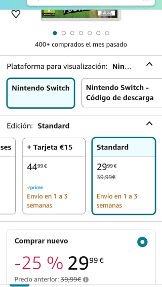 Mario Strikers Battle League Football Nintendo Switch 29,99€.