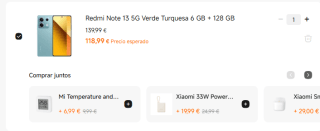 Xiaomi Redmi Note 13 5G de 6GB/128GB por 125,99€ o estudiante por 118,99€