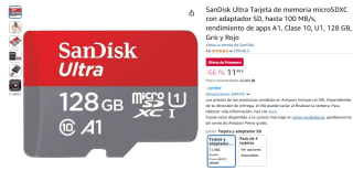 SanDisk Ultra 128GB Tarjeta de memoria microSDXC con adaptador SD por 11,99€