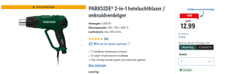 PARKSIDE 2-in-1 heteluchtblazer / onkruidverdelger 2.000 W voor €12,99 in de Lidl webshop