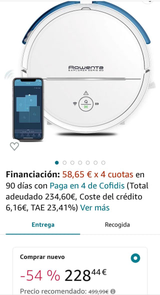 Robot aspirador con mopa marca Rowenta Explorer Serie 80 RR7747 por 228,44€