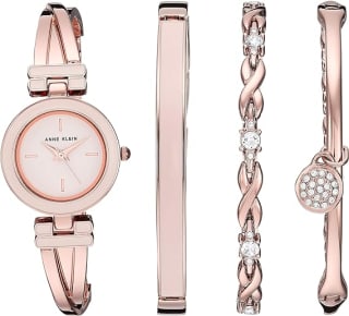 Dameshorloge set-Anne Klein - Roze Goud Stalen Band voor €46,99 bij Amazon