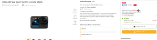 Cámara deportiva GoPro Hero 12, HyperSmooth, 27 megapixels por 349€